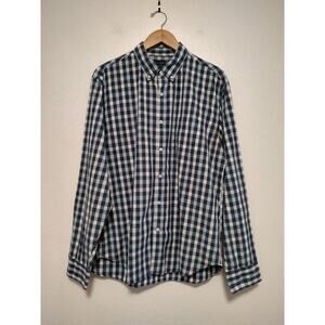J. Crew Factory Men's XL Blue White Check Plaid Long Sleeve Button Up Shirt